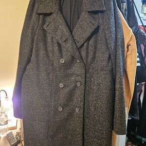 JustFab Charcoal Double-Breasted Trench Coat